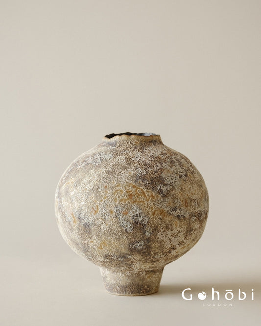Gohobi Japanese Style Wabi-Sabi Sand Texture Large Ceramic Vase – Handmade Decorative Ornament