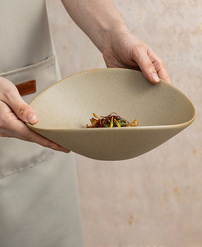 Gohobi Japanese Ceramic Irregular Salad Bowl