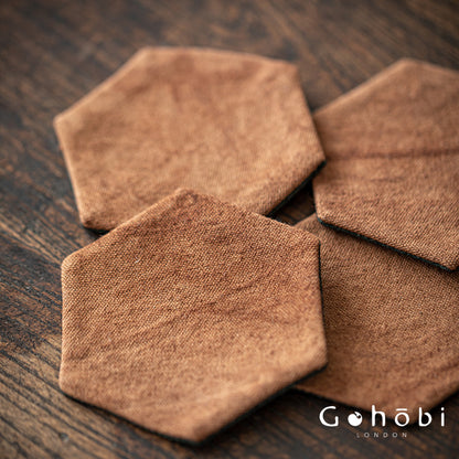 Gohobi Grass and Wood Tie-Dye Tea Coaster – Handmade Fabric Cup Holder Heat Insulation Pad