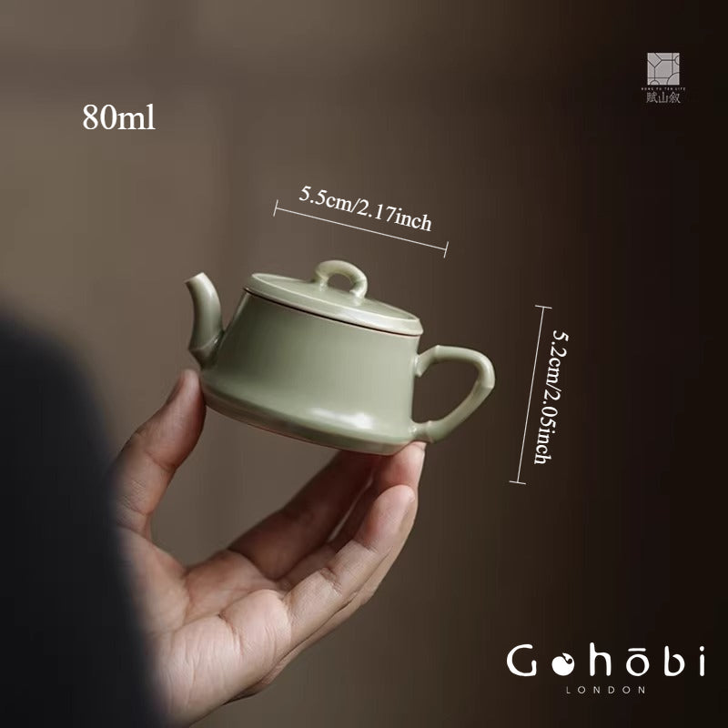 [賦山敘 x Gohobi] Gohobi Monochrome Glaze Ceramic Teapot – Pear Shape Bamboo Handle Gongfu Tea Pot