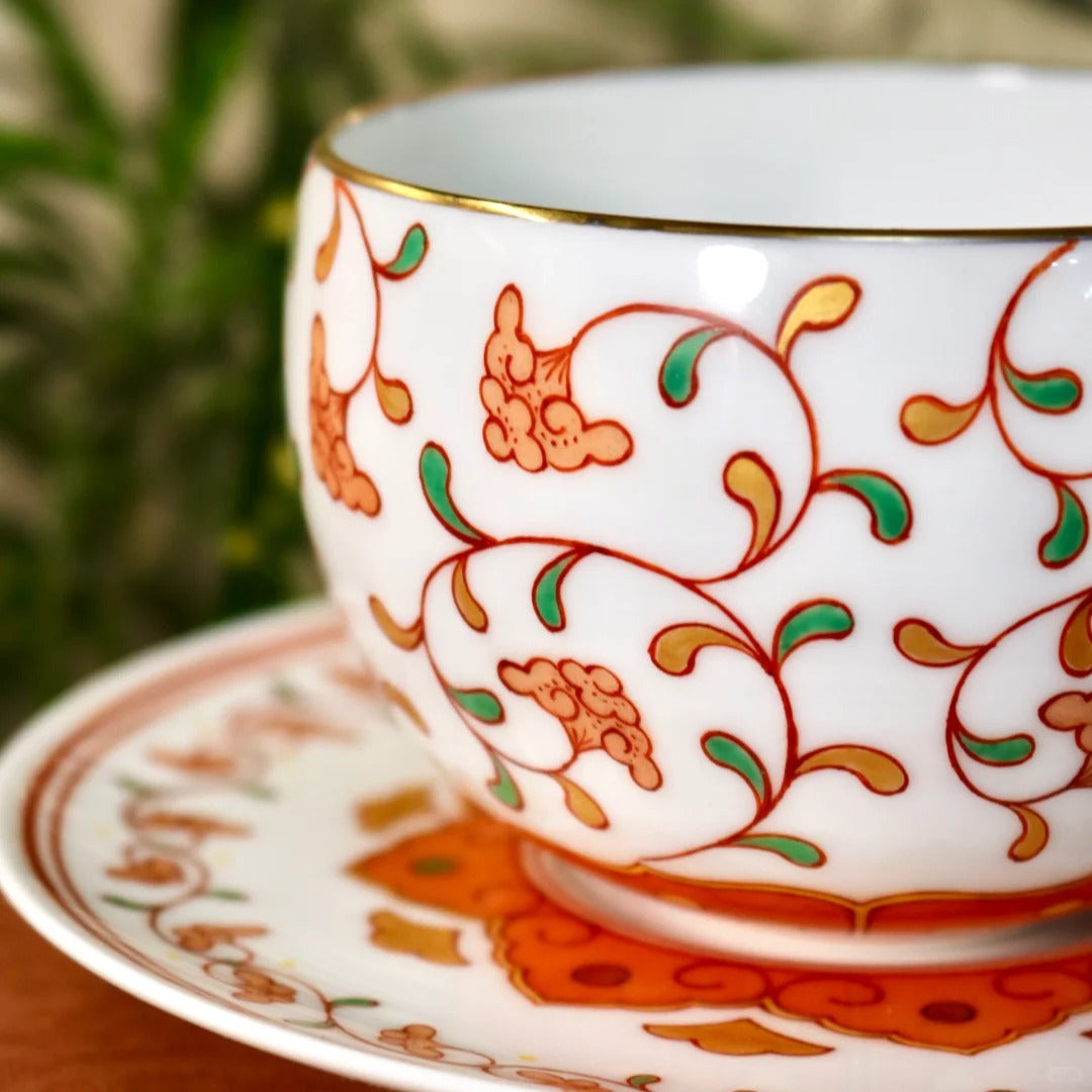 [清和堂 x Gohobi Gallery] Hand-painted Ganoderma Lucidum Pattern Egg Shape Coffee Cup Tea Cup