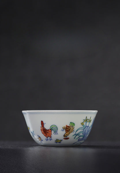 [Gohobi Gallery] Jingdezhen official ceramic hand-painted Chicken Gaiwan and Cup Set