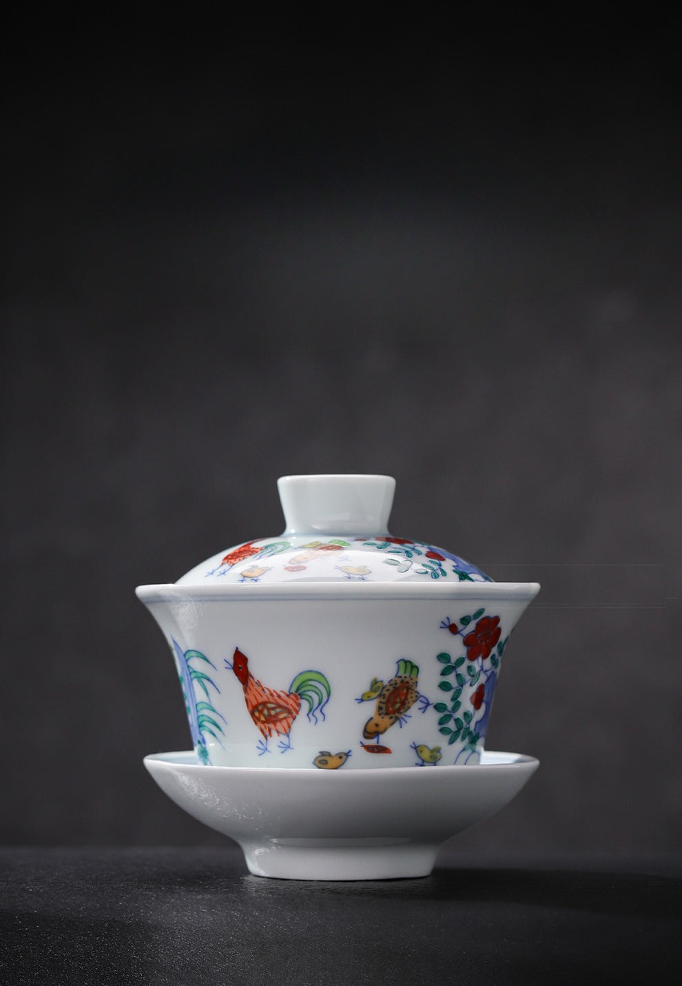 [Gohobi Gallery] Jingdezhen official ceramic hand-painted Chicken Gaiwan and Cup Set