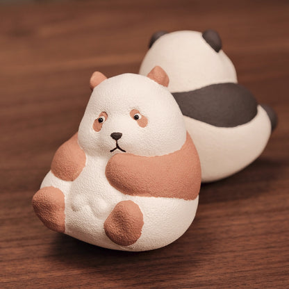 Gohobi Handcrafted Ceramic Giant Panda Tumbler Tea Pet Ornament