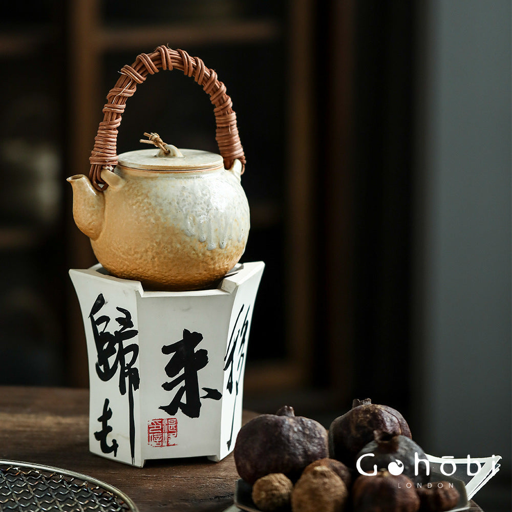 Gohobi Kiln-Changed Glaze Teapot – Pure Handmade White Mud Tea Brewer (900ml)