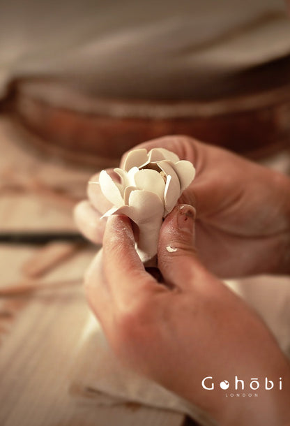 Gohobi Handmade Floral Incense Holder 003 - Blue and White Lilly