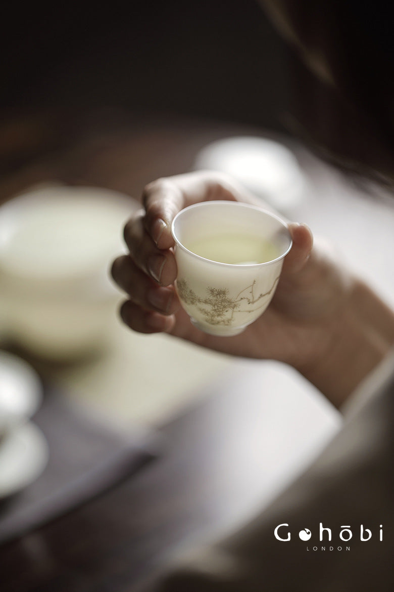 Gohobi Sweet White Porcelain Teacup – Handmade Thin Porcelain Gongfu Master Cup