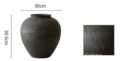 Gohobi Wabi-Sabi Japanese Style Large Black Sand Vase – Handmade Floor Standing Ceramic Flower Vase