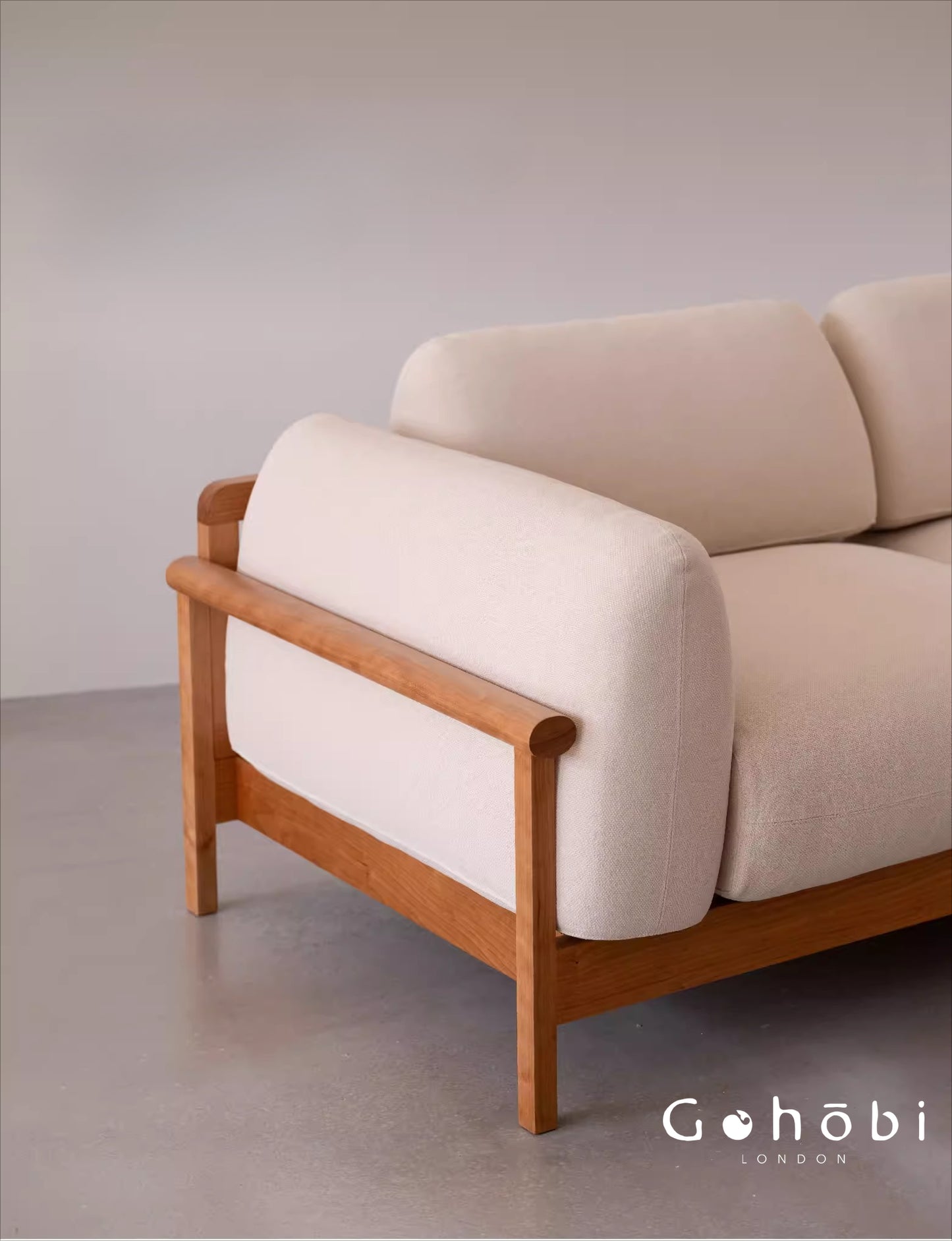 Gohobi Nordic Solid Wood Fabric Sofa – Handmade Double Sofa for Living Room or Small Apartment | FSC Certified Furniture