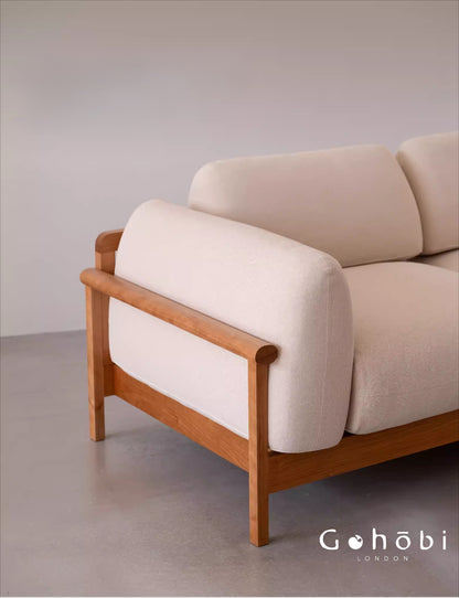 Gohobi Nordic Solid Wood Fabric Sofa – Handmade Double Sofa for Living Room or Small Apartment | FSC Certified Furniture