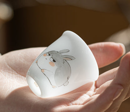 Gohobi White Jade Clay Chinese Zodiac Gongfu Tea Cup – Personal Ceramic Master Cup for Home Use and Gift