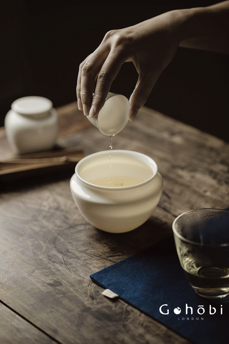 Gohobi Jade Porcelain Tea Wash Bowl – Ceramic Tea Rinse Basin for Gongfu Tea
