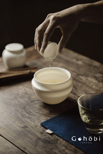 Gohobi Jade Porcelain Tea Wash Bowl – Ceramic Tea Rinse Basin for Gongfu Tea