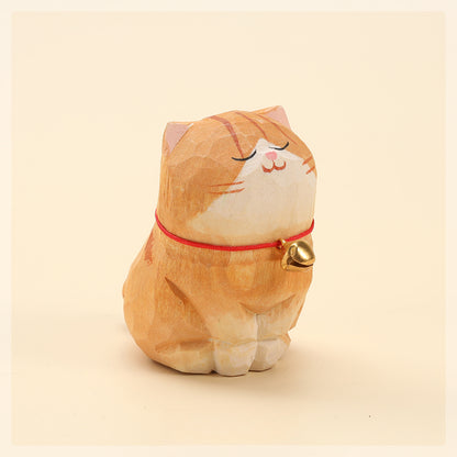 Gohobi Handcrafted Large Wooden Orange Cat Ornament