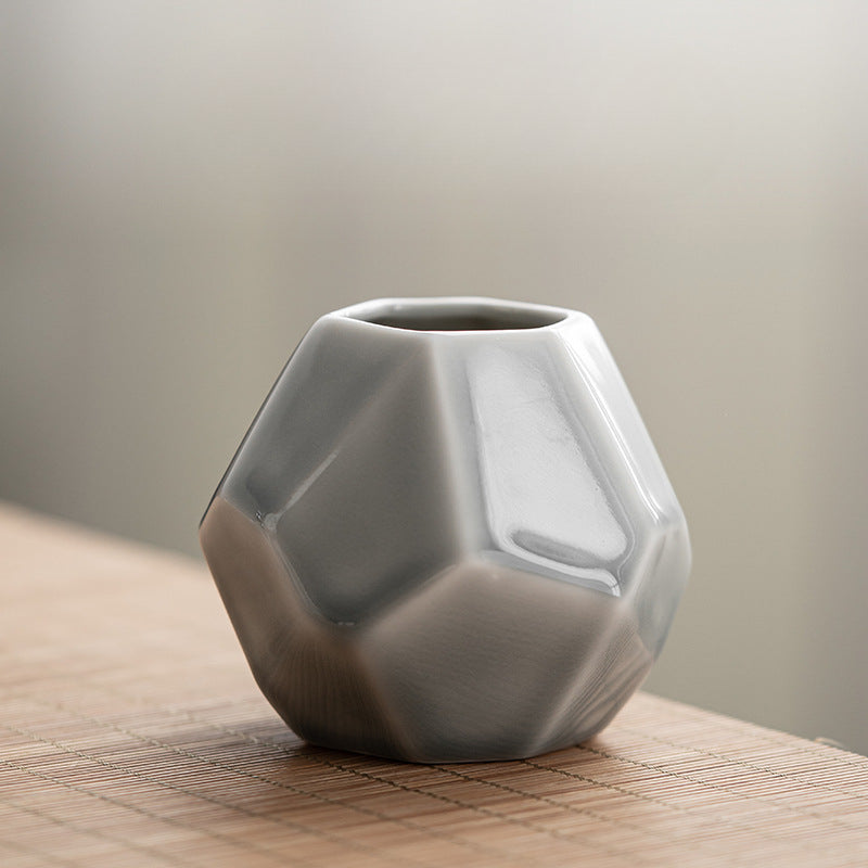 Gohobi Japanese Style Ikebana Ice Grey and Green Vase