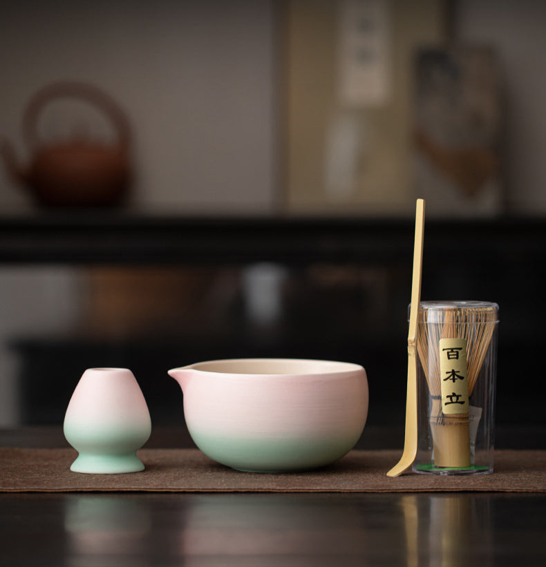 Gohobi Ceramic Matcha Set 043 Pink and Green