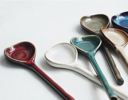 Gohobi Japanese Vintage Ceramic Long-Handle Spoon