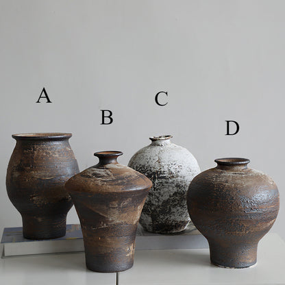 Danish style ceramic white wabi sandy wind coarse pottery vase