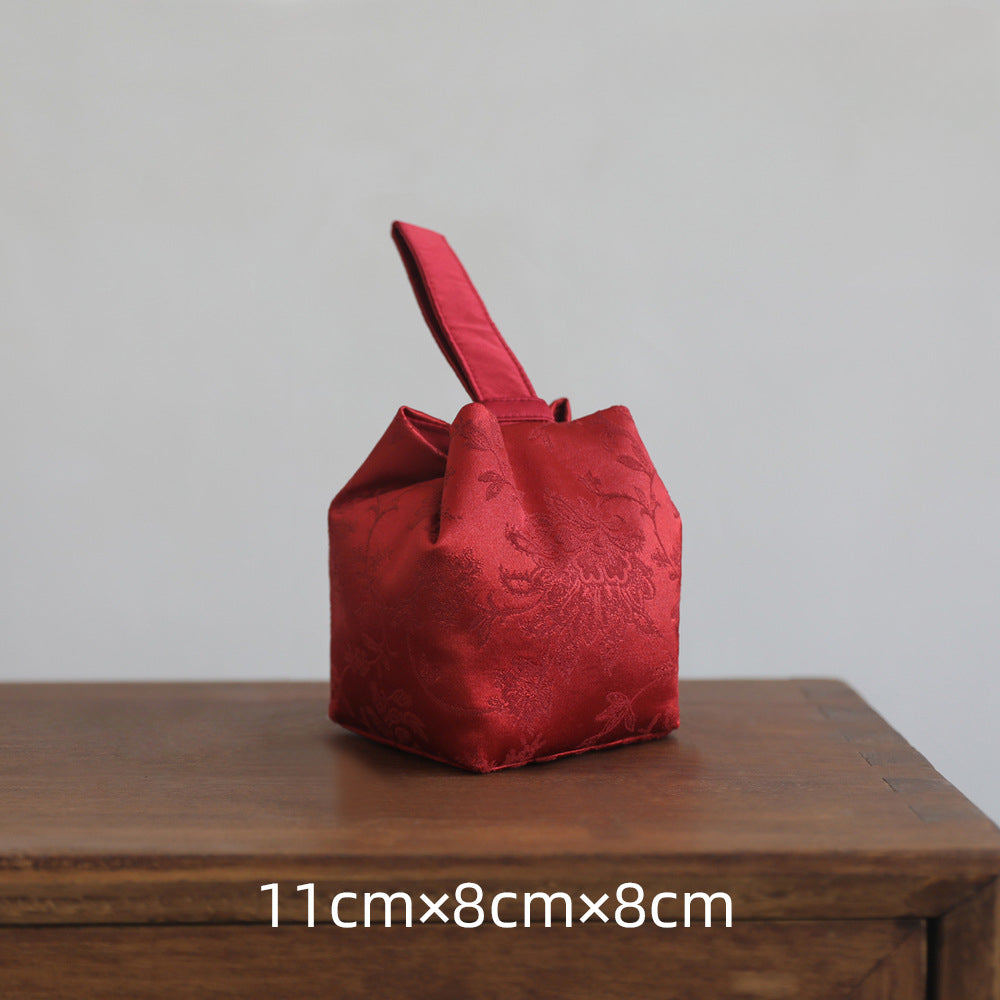 Gohobi Weaving Brocade Silk Fabric Teaware Storage Travel Bag