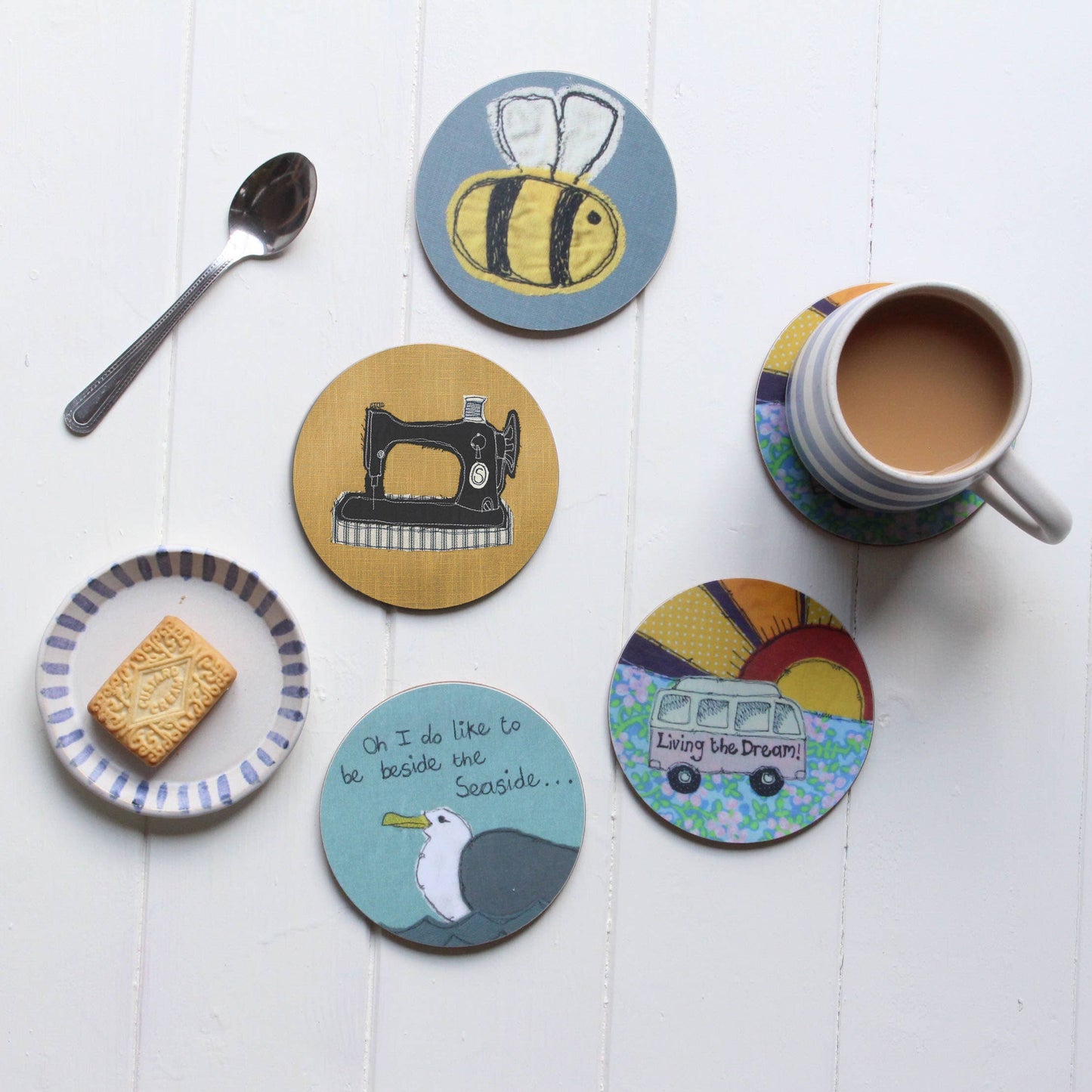 Gohobi x Poppy Treffry Living The Dream Campervan - Individual Coaster [Made in the UK]