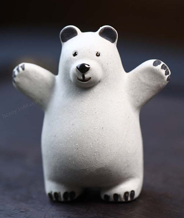 Gohobi Handmade Ceramic YiXing Clay Polar Bear Ornament Tea pet