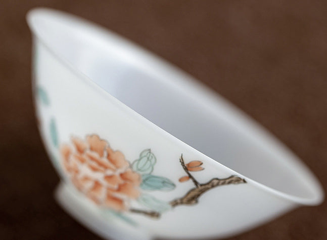 Gohobi Hand-painted Jade White Floral Porcelain Tea Cup