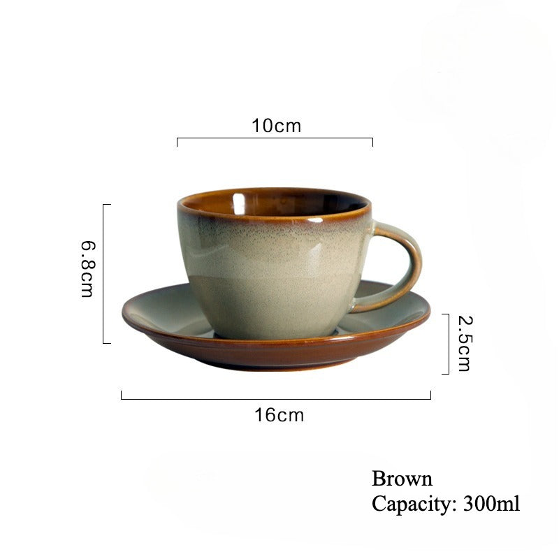 Gohobi Vintage Kiln-Change Ceramic Coffee Cup and Saucer Set