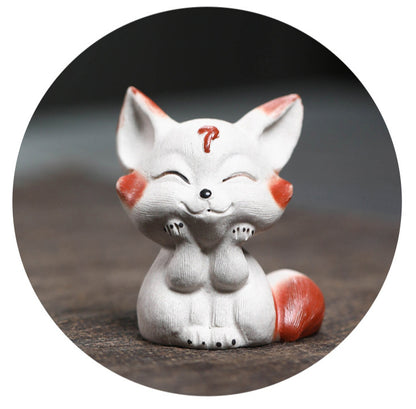 Gohobi Handmade Ceramic YiXing Clay Fox Ornament Tea pet