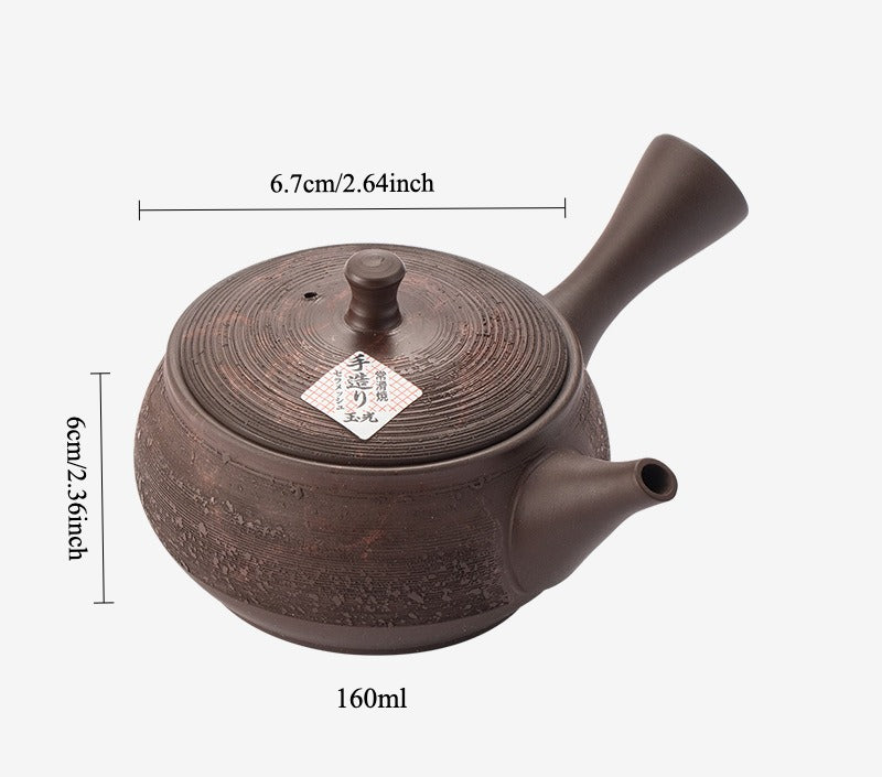 Gohobi Japanese Tokoraki Jade Glaze Side Handle Teapot – Retro Handmade Kyusu Tea Pot Coarse Pottery |Made in Japan