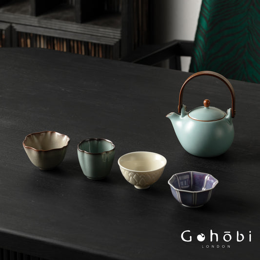 Gohobi Handmade Five Famous Kilns Gongfu Tea Set – One Teapot & Four Cups Gift Set