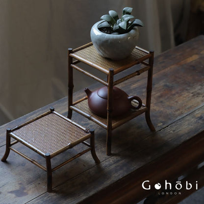 Gohobi Handmade Bamboo Display Table – Desktop Meilu Gushan Tea Stand & Mini Bonsai Platform