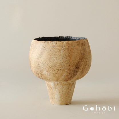 Gohobi Japanese Style Wabi-Sabi Ceramic Vase – Handmade Sand Texture Decorative Ornament