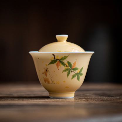 Gohobi Hand-Painted Osmanthus Rabbit Gaiwan