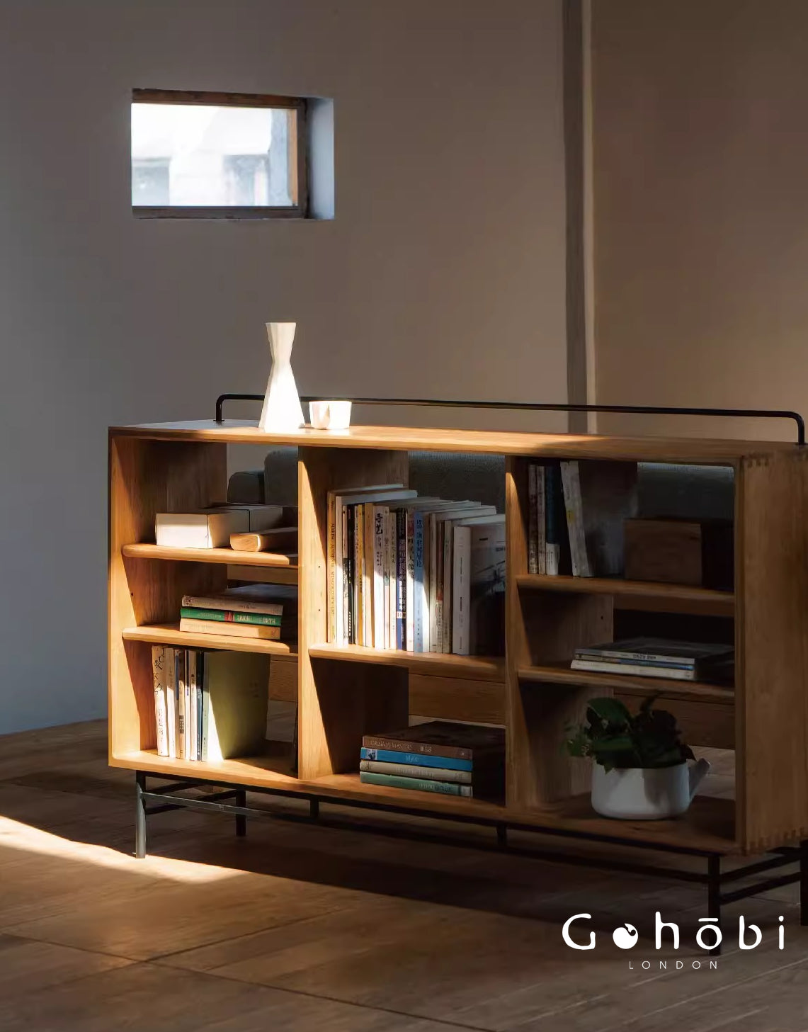 Gohobi Nordic Cherry Wood Solid Wood Bookcase – Handmade Storage Cabinet for Living Room or Study | FSC Certified Furniture