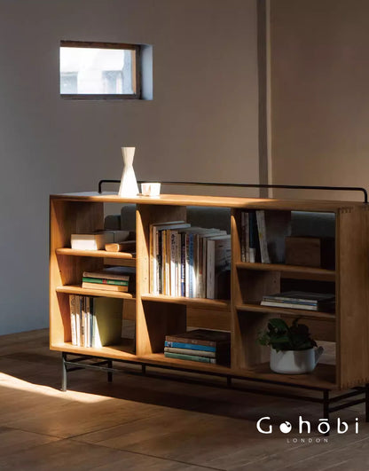 Gohobi Nordic Cherry Wood Solid Wood Bookcase – Handmade Storage Cabinet for Living Room or Study | FSC Certified Furniture