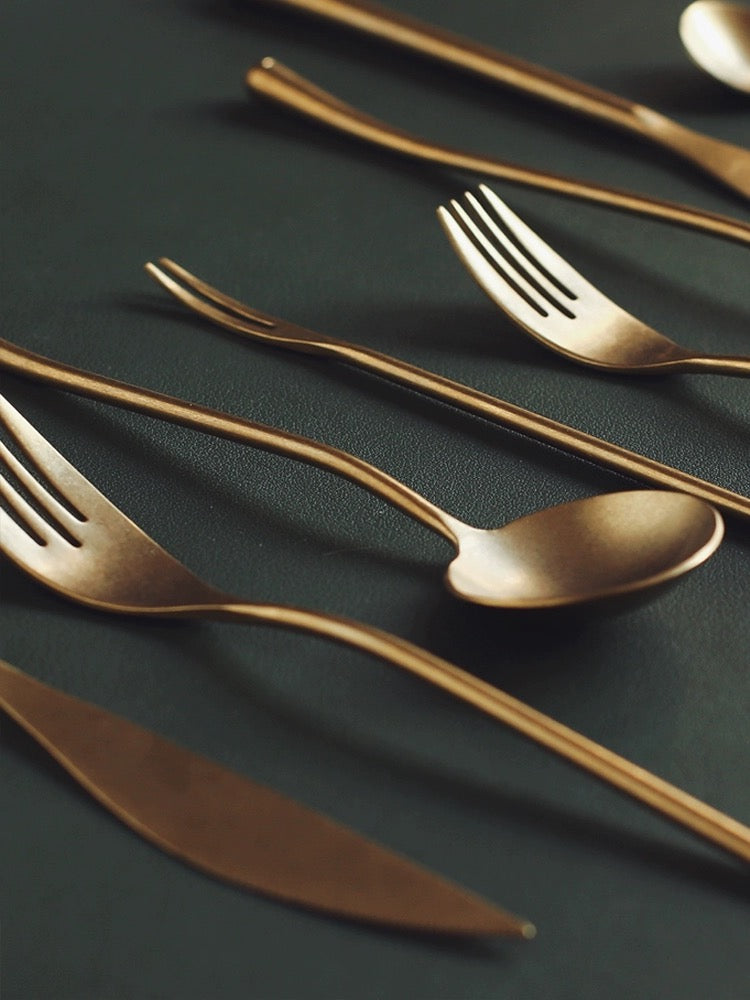 Gohobi A Set of 5 Pieces Gold Stonewashed Cutlery