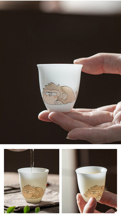 Gohobi White Jade Clay Chinese Zodiac Gongfu Tea Cup – Personal Ceramic Master Cup for Home Use and Gift
