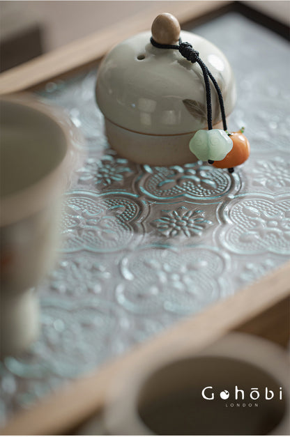 Gohobi Persimmon Teapot Lid Pendant – Handwoven Retractable Teapot Lid Rope