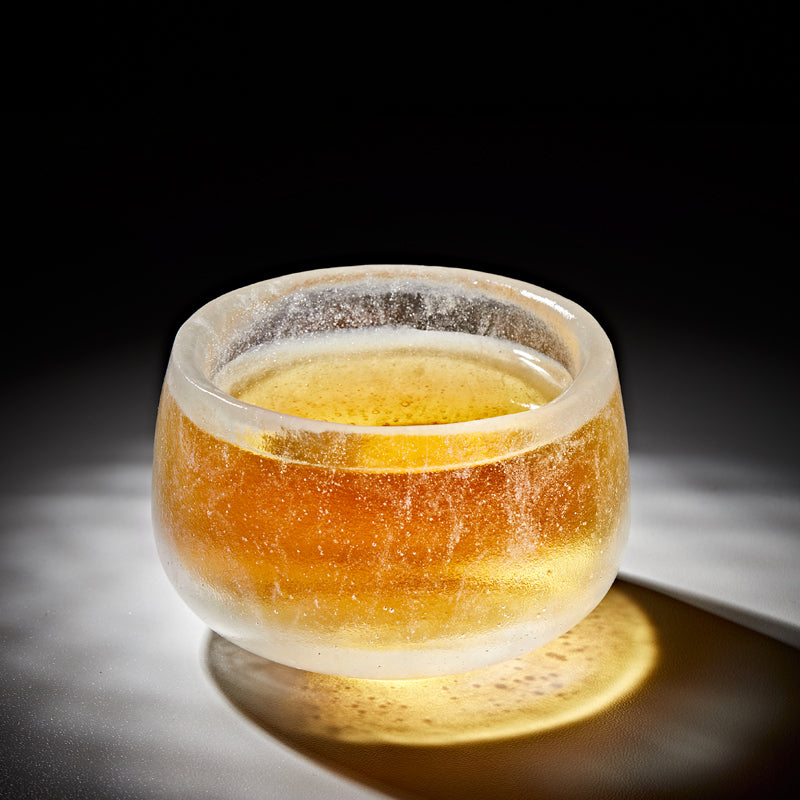 Gohobi Pate de Verre Round Snow Glass Tea Cup