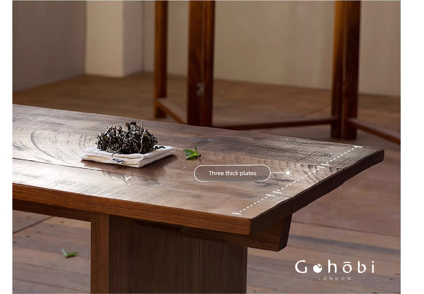 Gohobi Handmade Solid Wood Coffee Table – Japanese Modern Minimalist Tea Table for Living Room | FSC Certified Furniture