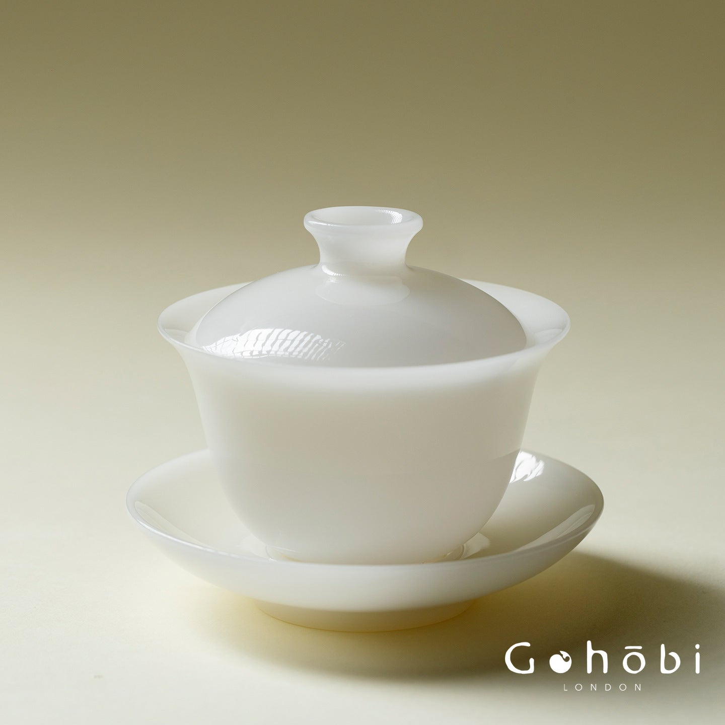 Gohobi Ice Jade Porcelain Gaiwan – Three-Piece Chinese White Porcelain Tea Bowl