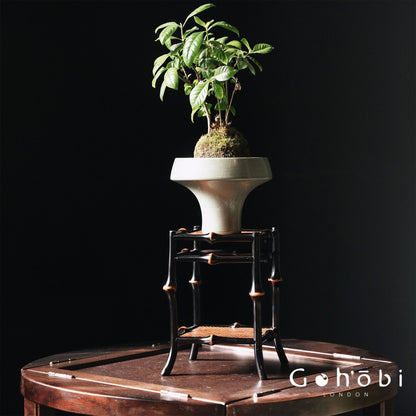 Gohobi Handmade Bamboo Flower Stand – Small Desktop Zen Tea Room & Orchid Display Table