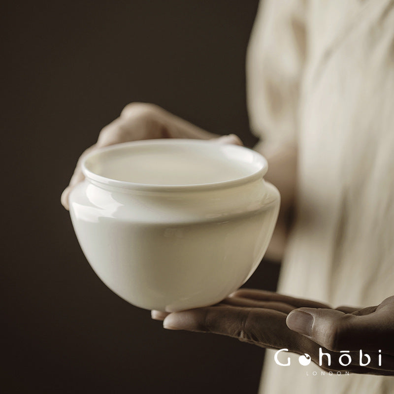 Gohobi Jade Porcelain Tea Wash Bowl – Ceramic Tea Rinse Basin for Gongfu Tea