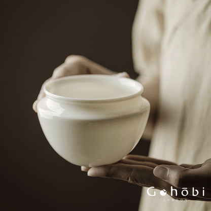 Gohobi Jade Porcelain Tea Wash Bowl – Ceramic Tea Rinse Basin for Gongfu Tea