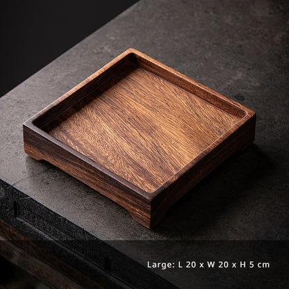 Gohobi Square Walnut Wooden Serving Tray Teapot Tray