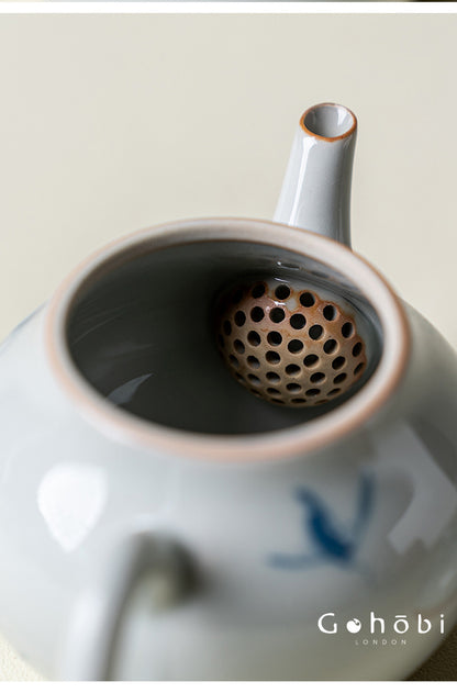 Gohobi Hand-Painted Orchid Travel Tea Set – Portable Gongfu Teapot Gift Set with Leather Case