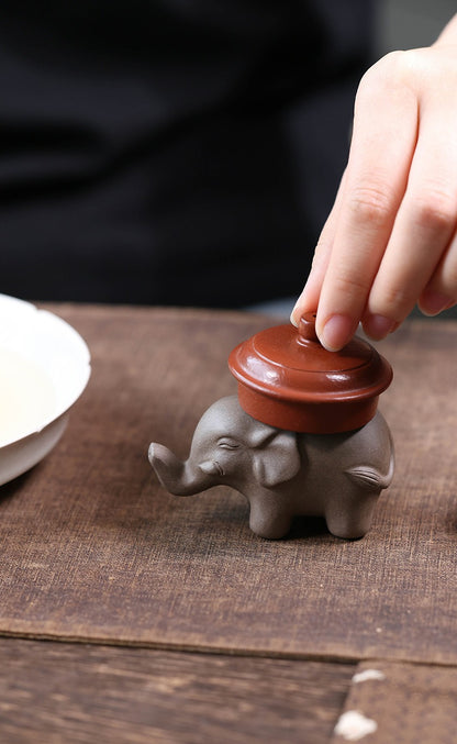 Gohobi Yixing Purple Clay Elephant Lid Holder – Handmade Teapot Lid Rest