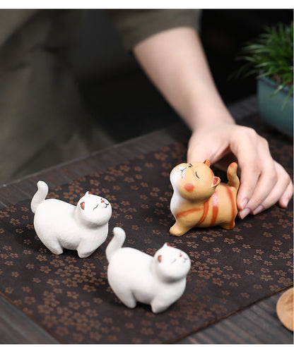 Gohobi Handmade Ceramic YiXing Clay Cat Ornament Tea pet