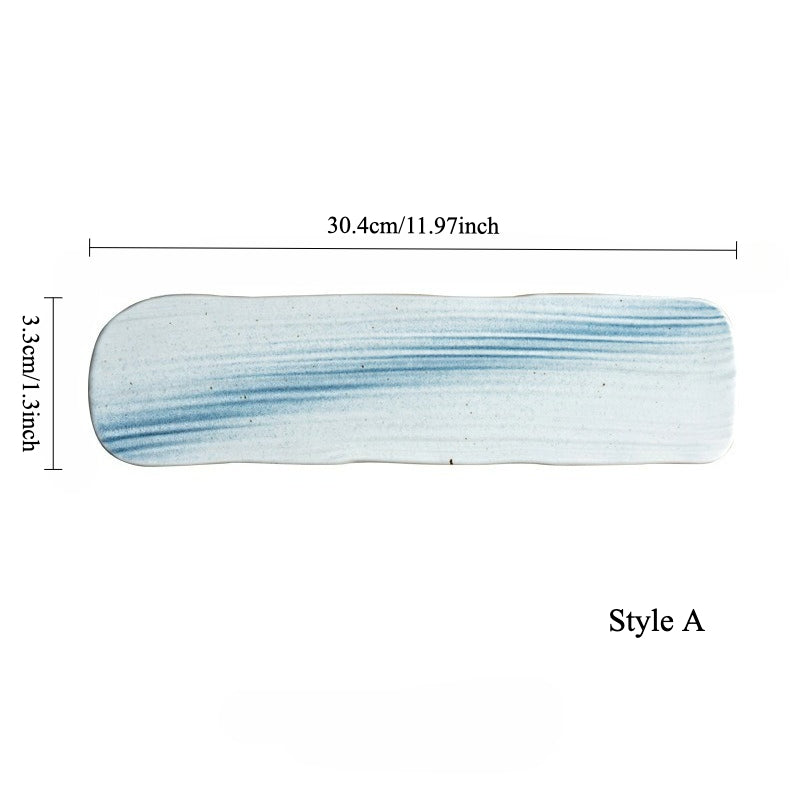 Gohobi Hand-Painted Rectangular Sushi Plate