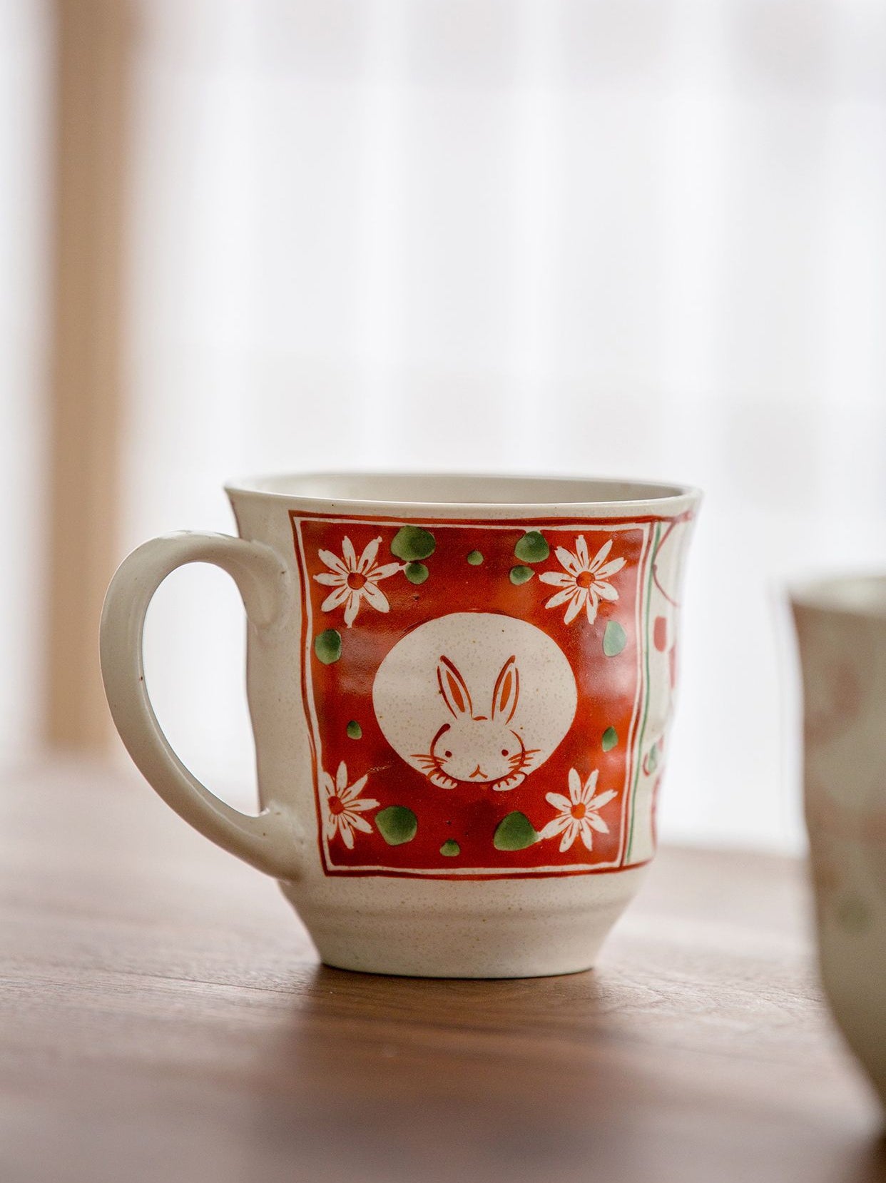 Gohobi Japanese Mino Ware Sakura Rabbit Mug Set